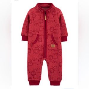 CARTERS Red Baby Lion Long-sleeve & Pants, Fleece Zip-Up One Piece Jumpsuit